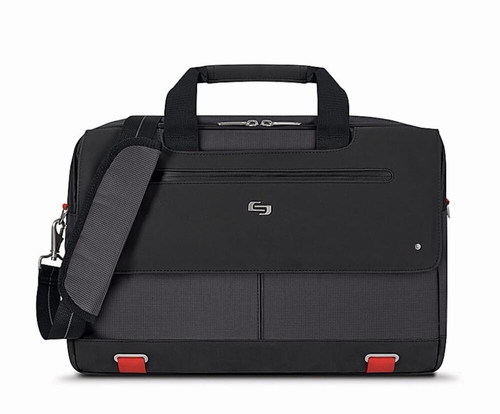 Solo New York Red Black Mission Messenger Bag Briefcase 15in Laptop EUC